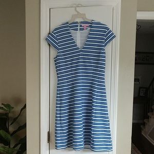 Lilly blue and white cap sleeve dress